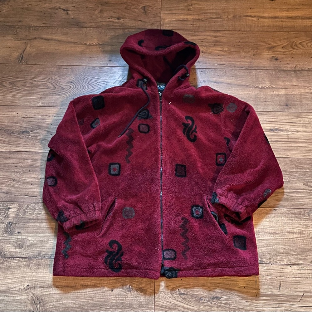 Vintage Heavyweight Aztec Style FullZip Fleece Hoodie
